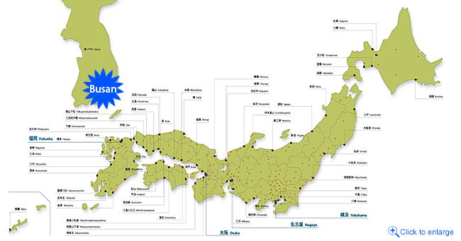 Directly connected to 60 ports in Japan